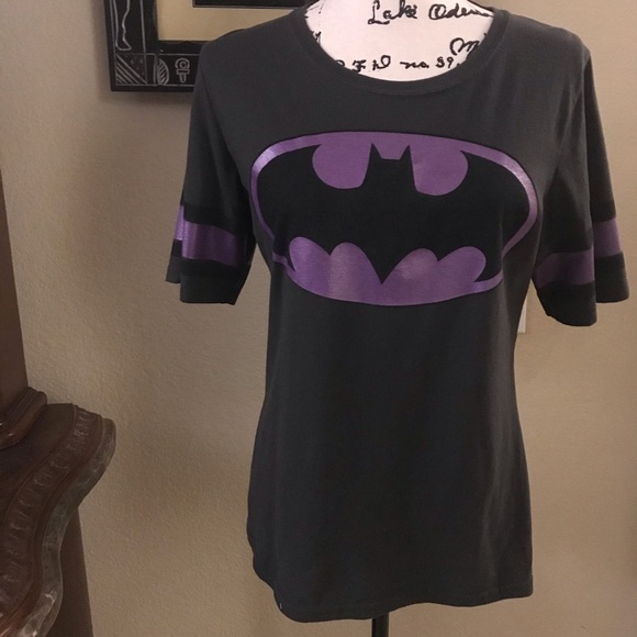 LADIES WOMENS DC COMICS BATMAN BATGIRL FOIL SYMBOL SHORT SLEEVE TEE T-SHIRT